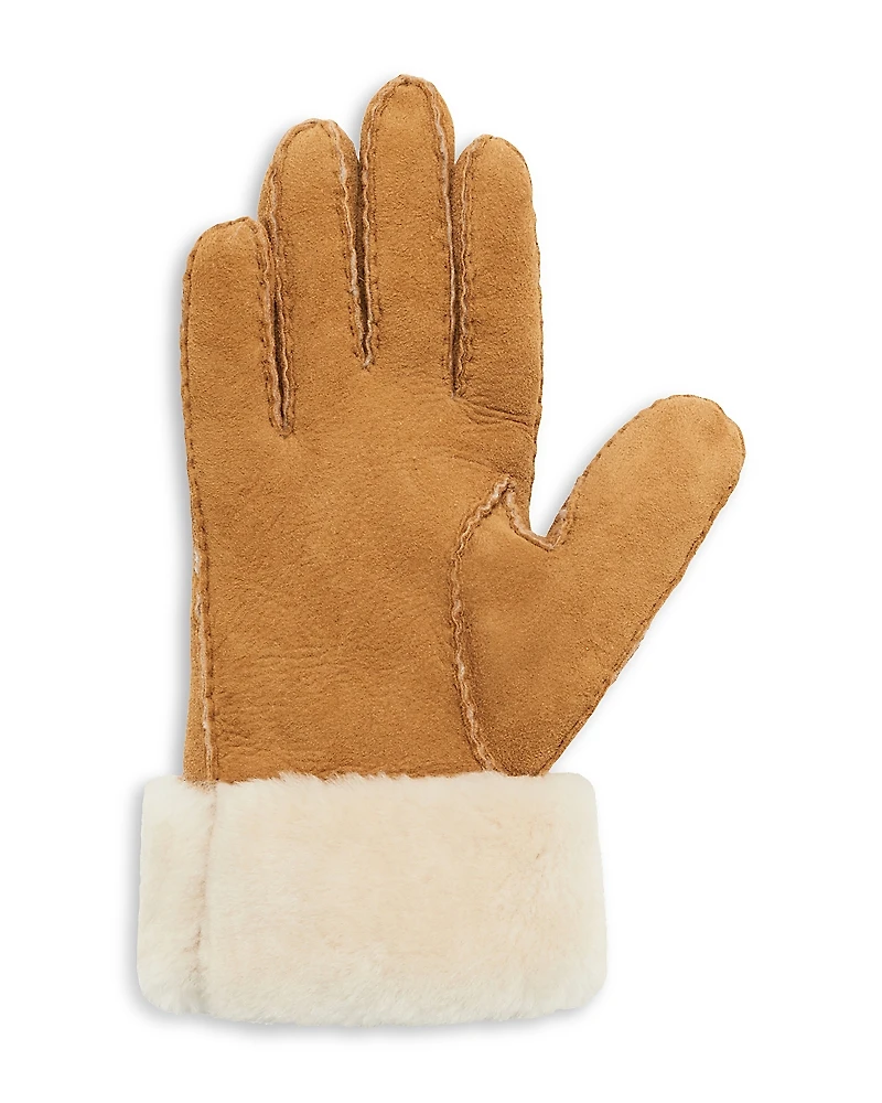 Gerard Darel Fantine Shearling Cuff Leather Gloves