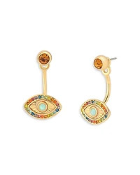 Kurt Geiger London Signature Rainbow Evil Eye Barbell Front To Back Earrings