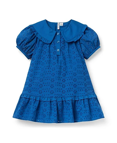 Janie and Jack Girls' Eyelet Collared Dress - Baby, Little Kid, Big Kid