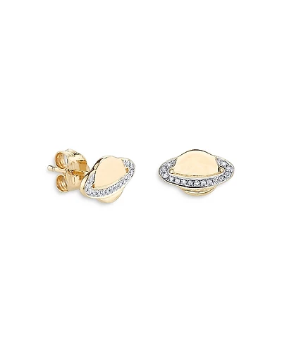 Sydney Evan 14K White & Yellow Gold Diamond Saturn Stud Earrings