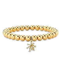 Sydney Evan 14K Yellow Gold Diamond Flower Cluster Beaded Bracelet