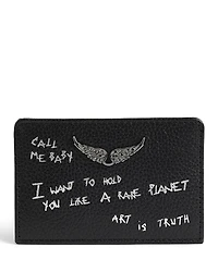 Zadig & Voltaire Zv Pass Graffiti Leather Card Holder