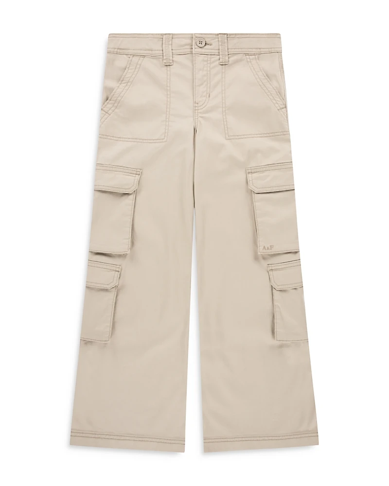 abercrombie kids Girls' High Rise Woven Cargo Wide Leg Pants - Little Kid, Big Kid