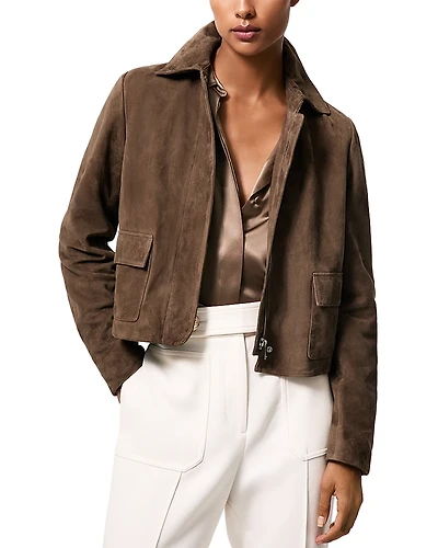 Reiss Drew Cropped Suede Jacket