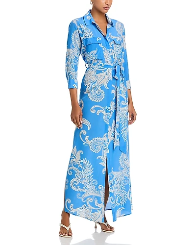 L'Agence Cameron Silk Long Shirt Dress