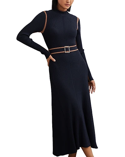Reiss Ella Color Blocked Knitted Midi Dress