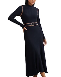 Reiss Ella Color Blocked Knitted Midi Dress