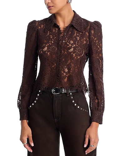 L'Agence Anita Lace Button Up Blouse