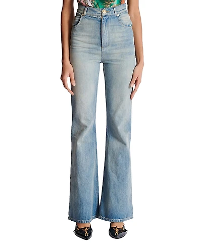 Balmain Flared-Fit Blue Washed Denim Jeans