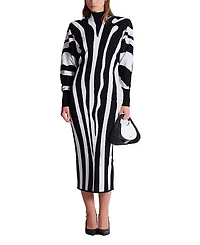 Balmain Long Knit Dress with Zebra Intarsia