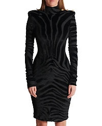 Balmain Short Zebra-Print Velvet Dress