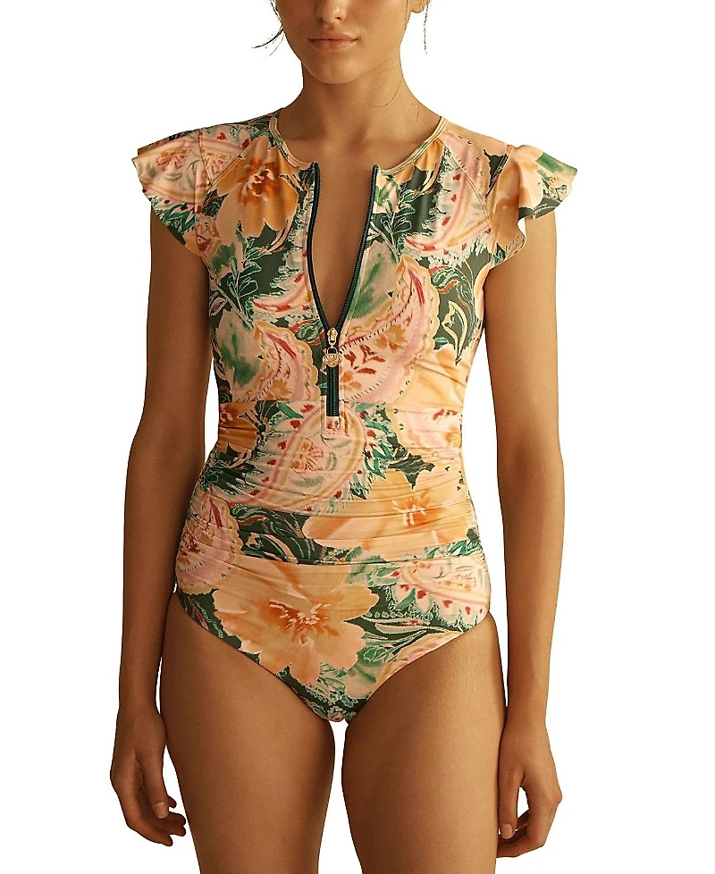 Aur OceA IbiscoRuffle Sleeve One Piece