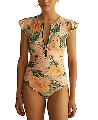 Aur OceA IbiscoRuffle Sleeve One Piece