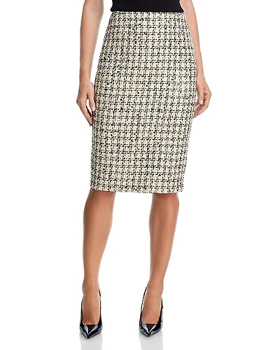 Aqua Sequin Tweed Midi Skirt - Exclusive