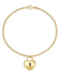 Bloomingdale's Fine Collection Puffed Heart Lock Charm Bracelet