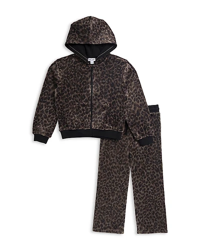 Splendid Girls' Cheetah Girl Zip Up Hoodie & Pants Set - Little Kid