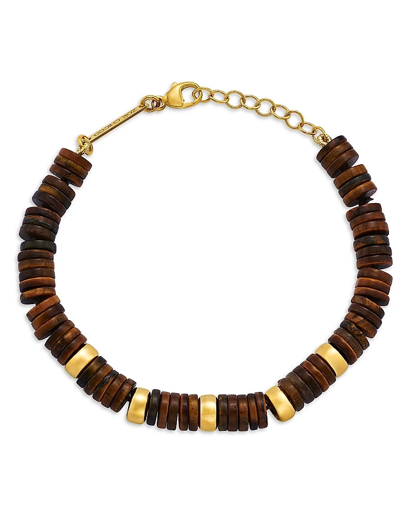 Zoe Chicco 14K Yellow Gold Tiger's Eye Heishi Bead & Rondelle Bracelet