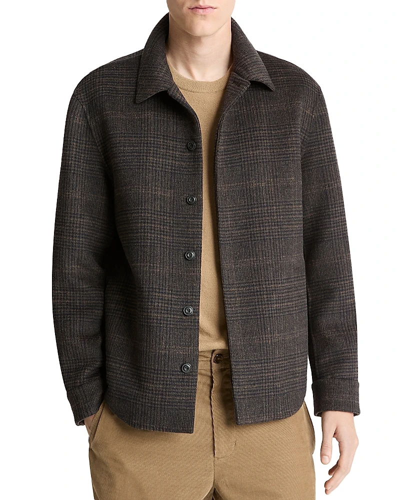 Vince Textured Plaid Shirt Jacket