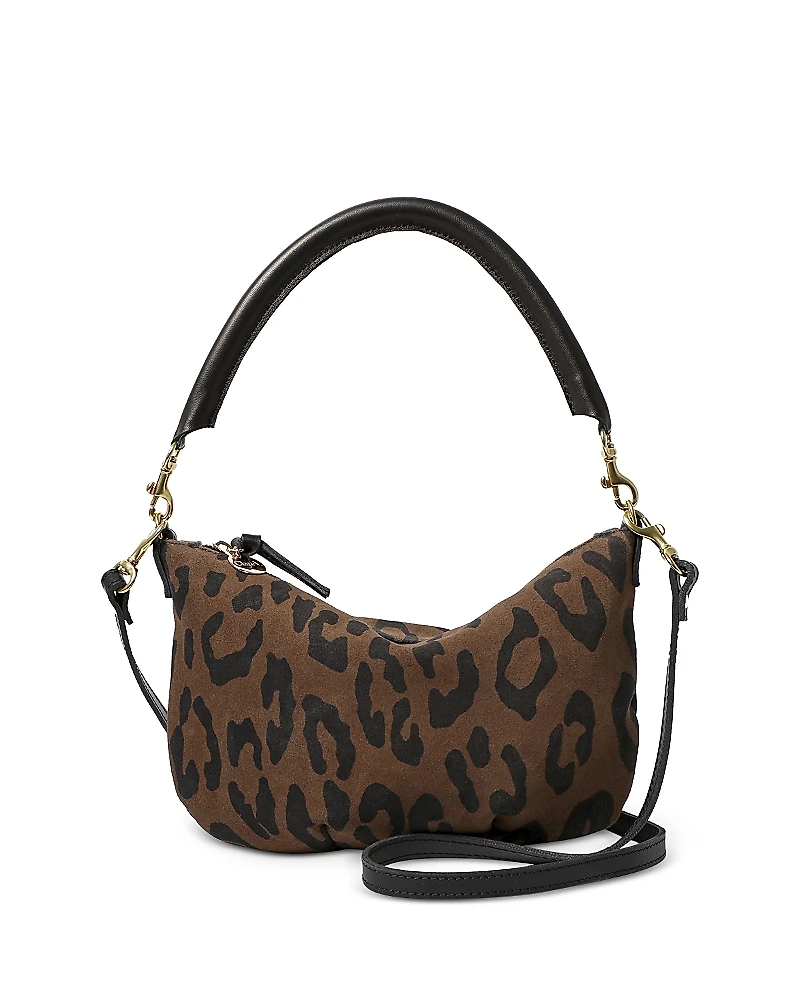 Clare V. Petit Moyen Leopard Print Suede Bag