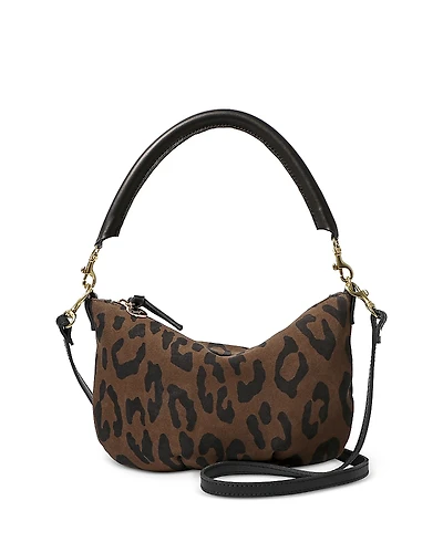 Clare V. Petit Moyen Leopard Print Suede Bag