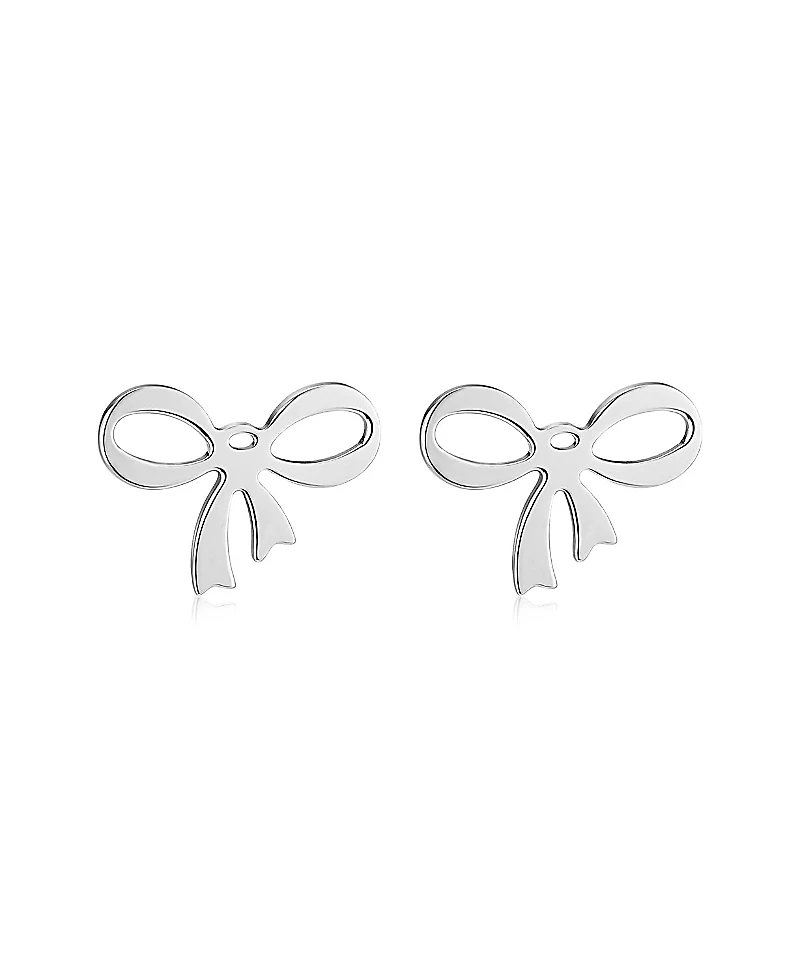 Oradina Sterling Silver Wrap Me Up Bow Studs