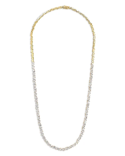 Suzanne Kalan 18K Yellow Gold Diamond Baguette Tennis Necklace, 17