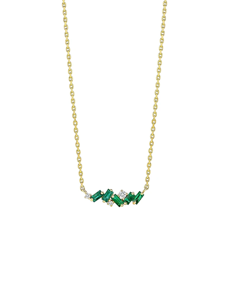 Suzanne Kalan Emerald & Diamond Bar Necklace