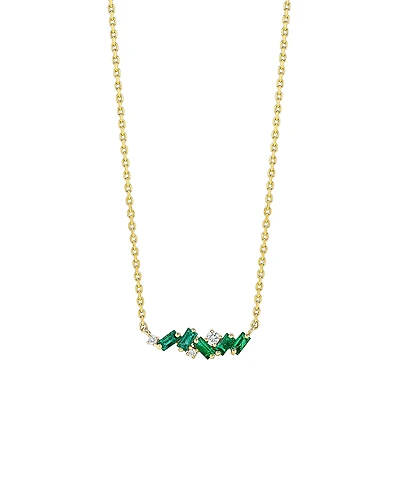 Suzanne Kalan Emerald & Diamond Bar Necklace