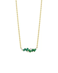 Suzanne Kalan Emerald & Diamond Bar Necklace