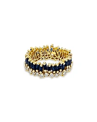 Suzanne Kalan 18K Yellow Gold Short Stack Blue Sapphire & Diamond Eternity Band