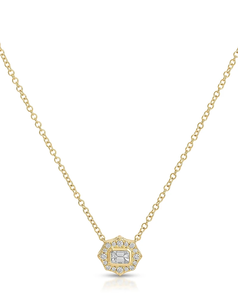 Ef Collection Daphne Emerald Cut Diamond Pendant Necklace