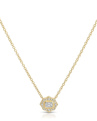 Ef Collection Daphne Emerald Cut Diamond Pendant Necklace