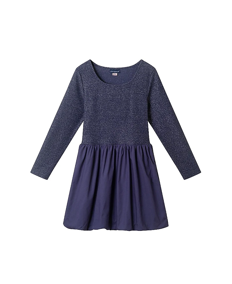 Andy & Evan Girls' Rib Jersey Drop Waist Bubble Dress - Big Kid