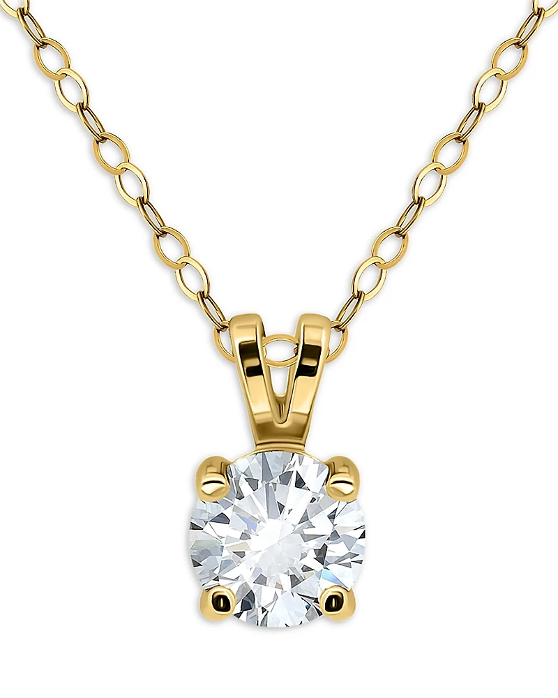 Aqua Cubic Zirconia Solitaire Pendant Necklace, 16-18 Exclusive