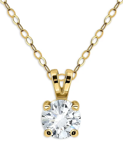 Aqua Cubic Zirconia Solitaire Pendant Necklace, 16-18 Exclusive