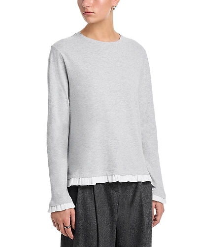 Kule The Romeo Contrast Ruffle Long Sleeve Tee