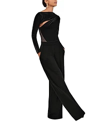 Reiss Karoli Long Sleeved Velvet Jumpsuit