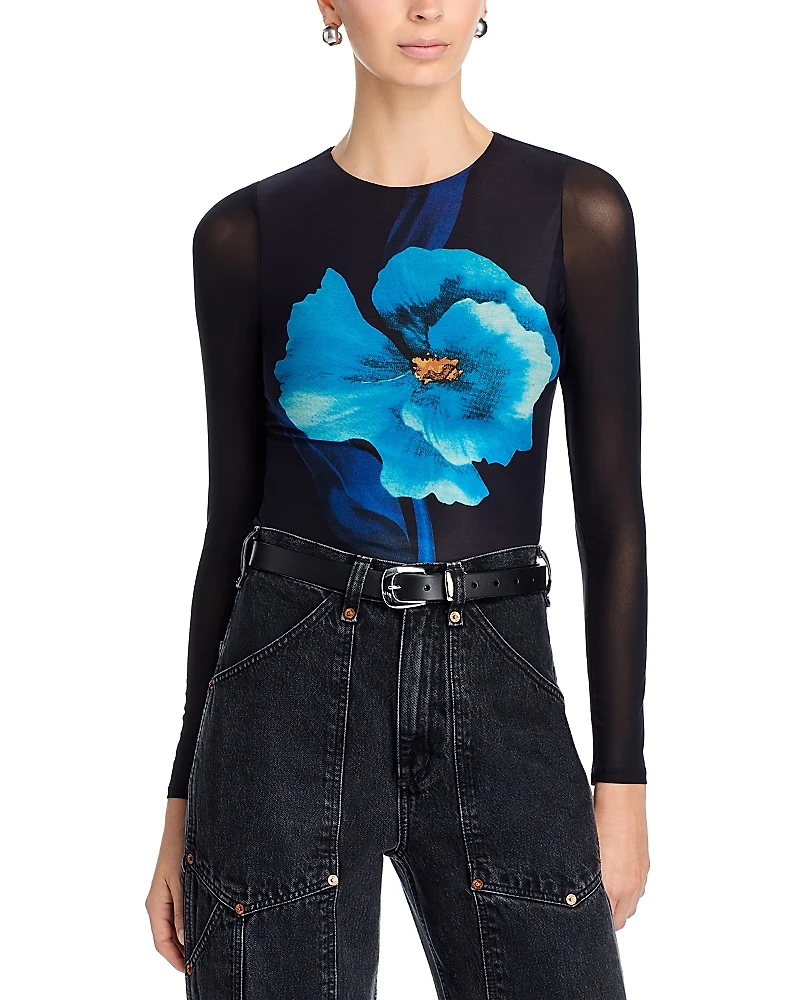 Aqua Floral Mesh Top - Exclusive