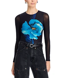 Aqua Floral Mesh Top - Exclusive