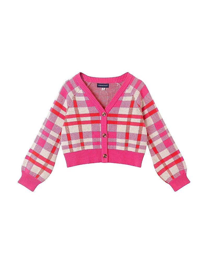 Andy & Evan Girls' Plaid Cardigan - Little Kid