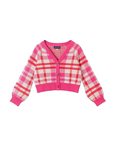 Andy & Evan Girls' Plaid Cardigan - Little Kid