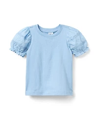 Janie and Jack Girls' Lace Puff Sleeve Top - Baby, Little Kid