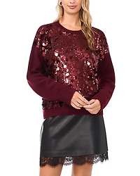 Vince Camuto Mixed Media Paillette Front Sweater