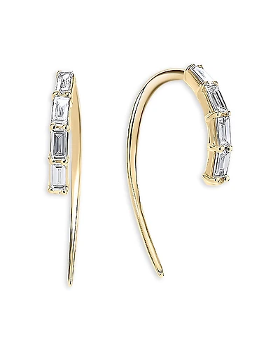 Lana Jewelry 14K Yellow Gold Diamond Baguette Threader Earrings