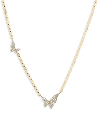 Lana Jewelry Diamond Pave Double Butterfly Pendant Necklace
