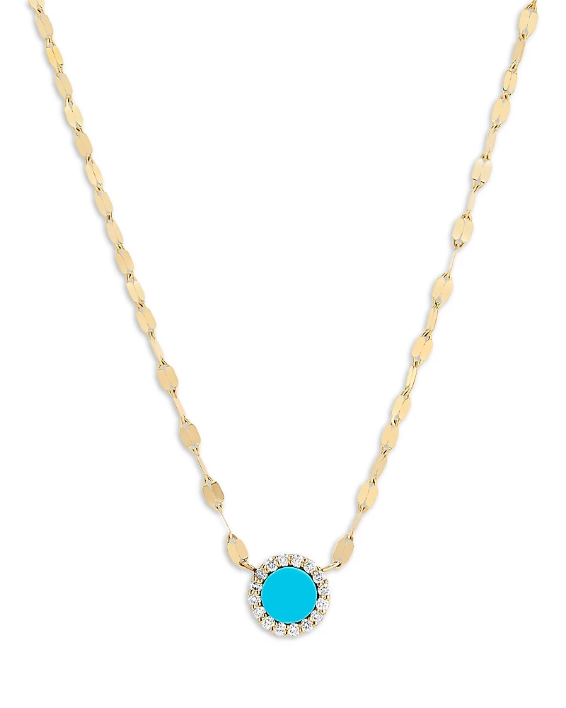 Lana Jewelry Turquoise & Diamond Halo Pendant Necklace