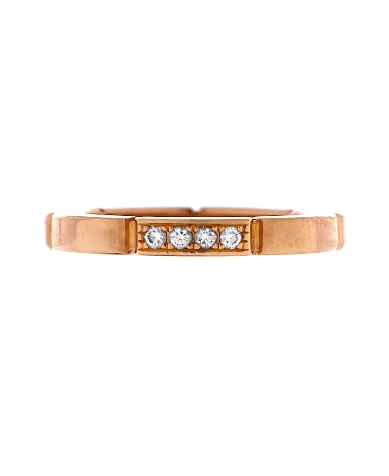 Pre-Owned Cartier Maillon Panthere Band Ring 18K Rose Gold with 4 Diamonds