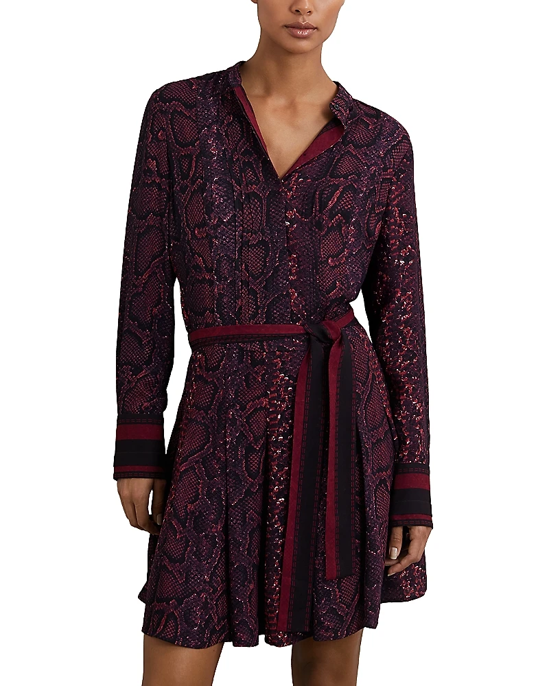 Reiss Aurora Snake Print Flippy Dress