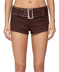 Edikted Studded Belt Denim Micro Shorts