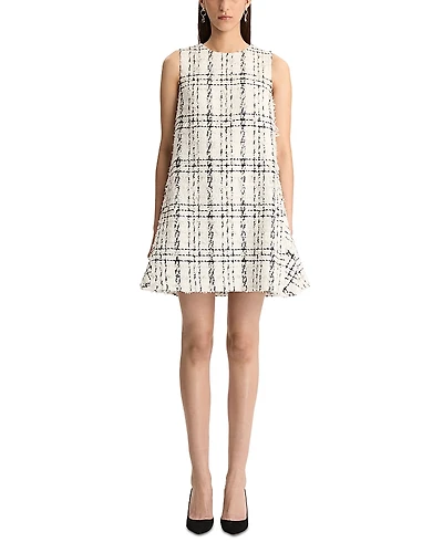 Oscar de la Renta Plaid Eyelash Tweed Shift Dress